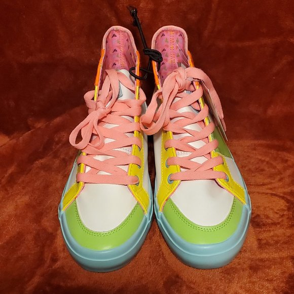 NEW DC Comics Wonder Woman 1984 Bright Neon High Top Sneakers Size 7 - Picture 1 of 5